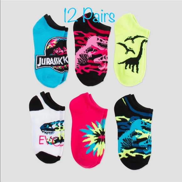 (2) 6pks of Girl’s Jurassic World No Show Socks - Picture 1 of 5
